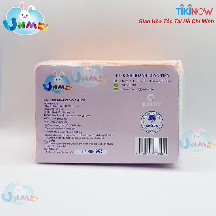 Khăn Xô 10 Chiếc Unmei 100% Cotton Chính hãng Ưu đãi - Hình ảnh 2