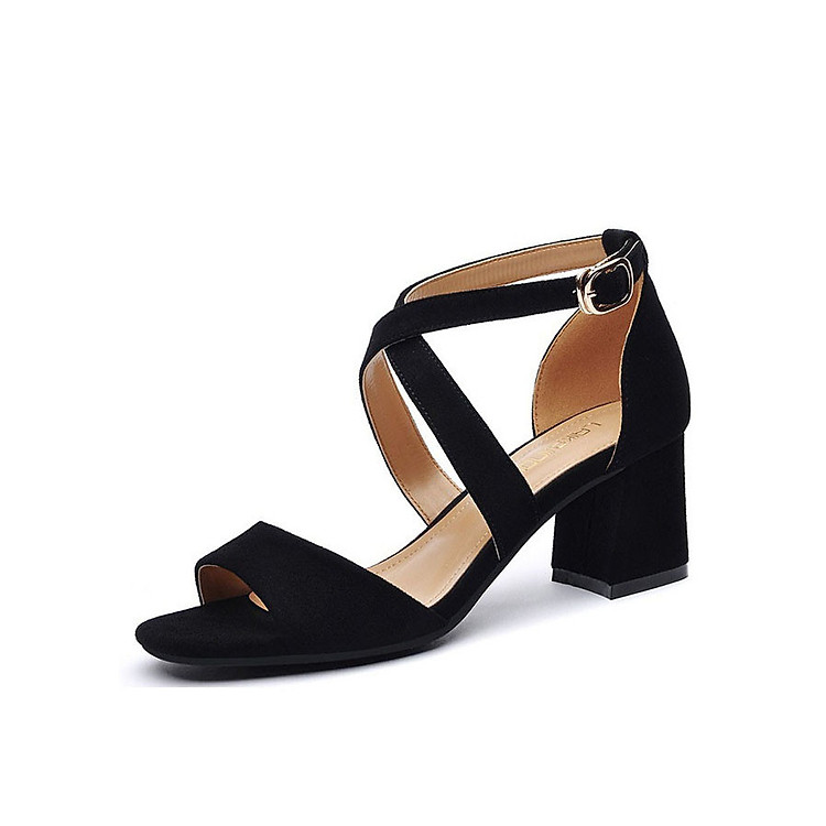 Giày Cao Gót Quai Chéo Suede