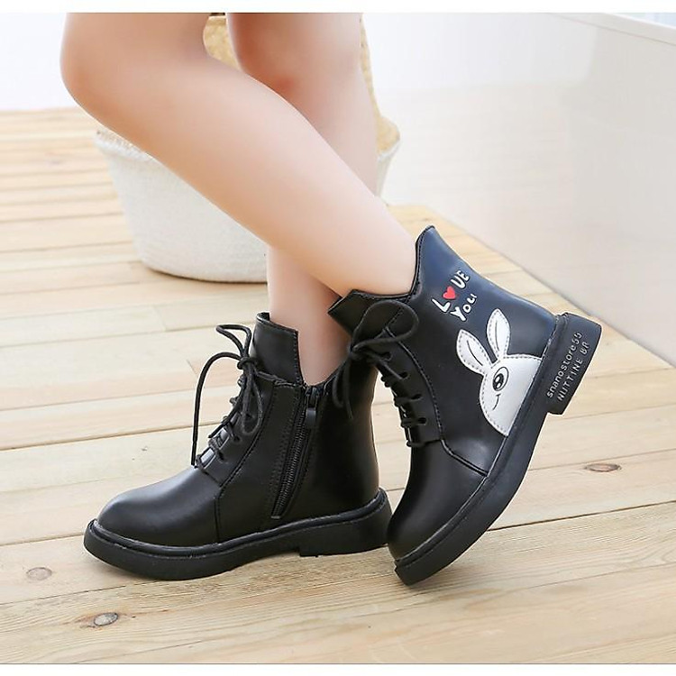 Bốt Bé Gái lót lông - Giày Boot Cao Cổ Cho Bé Gái Sành Điệu Size đại từ 27-38