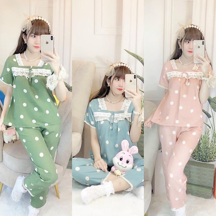 Mẫu đồ bộ tiểu thư siêu dễ thương chất đũi mềm mịn