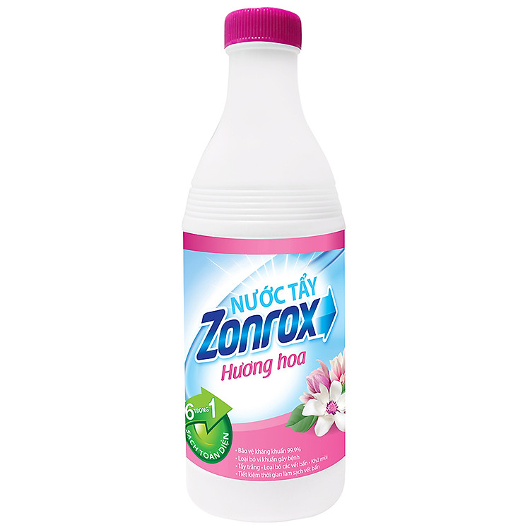 Nước Tẩy Trắng Diệt Khuẩn Zonrox Hương Hoa Cỏ 1L - Tím