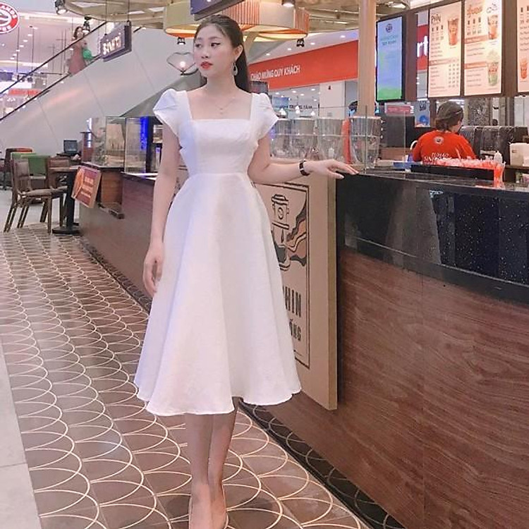 Đầm dự tiệc dáng xòe gấm hoa 3D nổi siêu phẩm sang chảnh