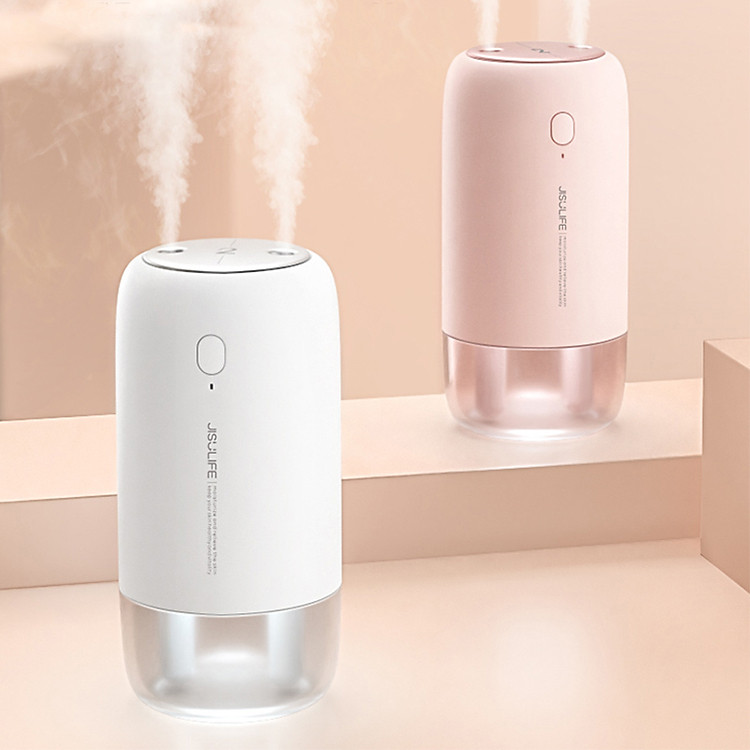 Máy phun sương Jisulife JB08 - Tạo ẩm không khí và giữ ẩm da 500ml - Hai chế độ phun đơn và kép – Máy tạo ẩm không gian thư giãn kiêm đèn ngủ LED để bàn tiện lợi, hoạt động tối đa 10 giờ liên tục - Hàng chính hãng