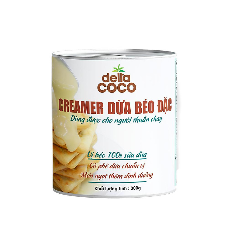 Creamer Dừa Béo Đặc Delta Coco 300gr, Sánh Đặc và Thơm Béo Vị Dừa, Cô Đặc Từ 100% Nước Cốt Dừa Bến Tre, Dùng Ăn Kèm Bánh Mì, Pha Cà Phê, Làm Bánh, Kem Dừa, Sữa Chua Dừa