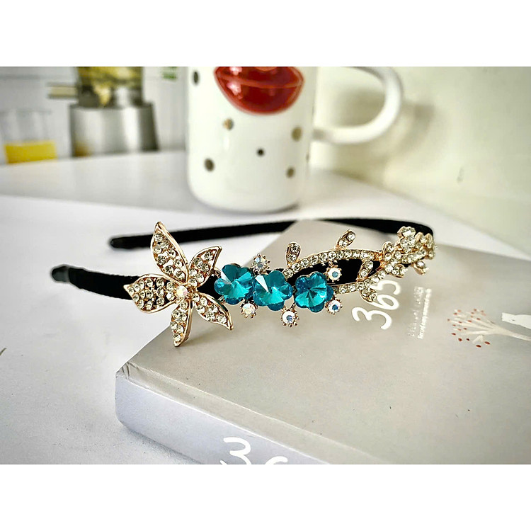 Cài tóc đen đính đá dành cho nữ, cài tóc thời trang công chúa, cái tóc sinh nhật