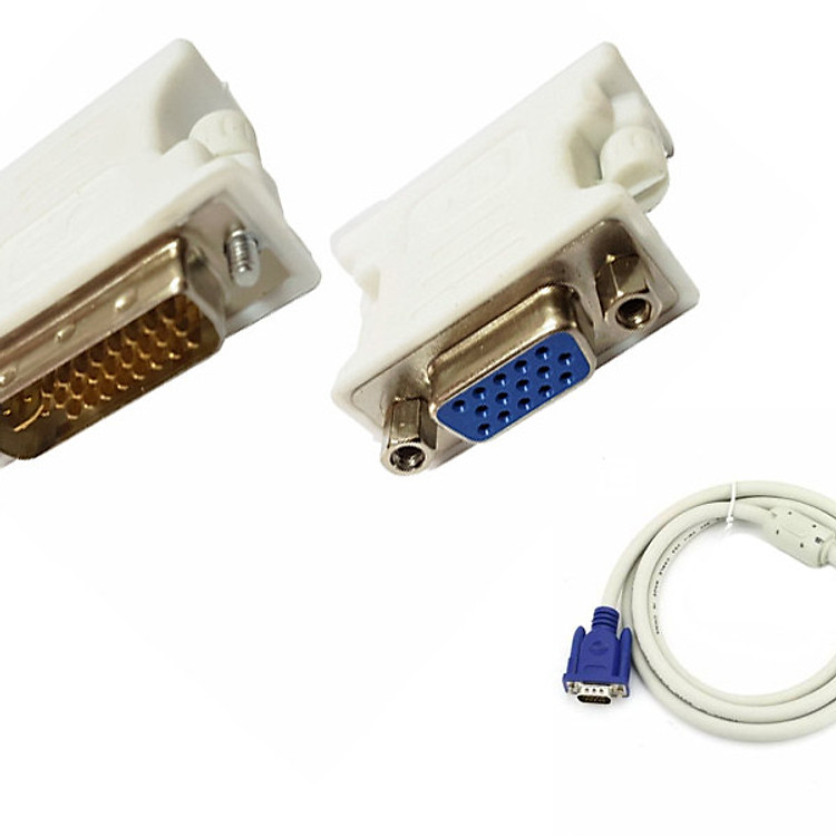 Đầu chuyển DVI (24+5) sang VGA tặng kèm cáp VGA chống nhiễu 1,5m
