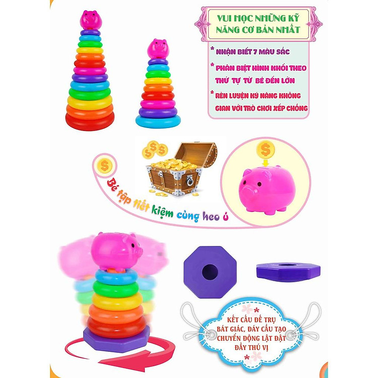 Đồ chơi xếp vòng tháp 15 chi tiết Chính hãng Giá rẻ - Hình ảnh 3
