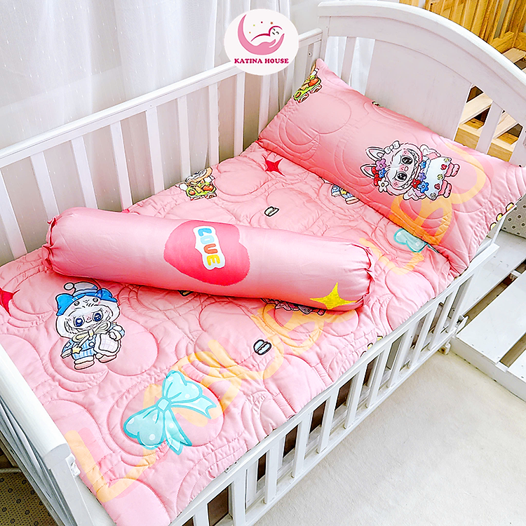 Bộ Túi nệm kèm gối ôm Katina House cho bé đi học vải Tencel 60s bóng mượt mát lạnh, phù hợp mầm non tiểu học