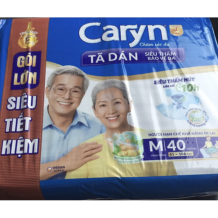 Tã Dán Người Già Caryn Size M 40 Miếng Chính hãng Giá rẻ