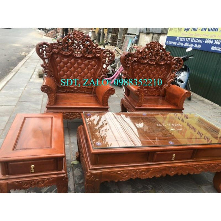 Bộ bàn ghế hoàng gia gỗ xà cừ - NỘI THẤT BÌNH LONG 0988-352-210
