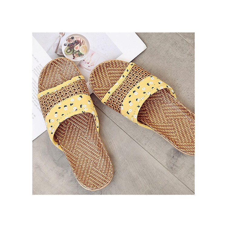 Dép cói nữ đi trong nhà họa tiết hoa nhí - DCN001