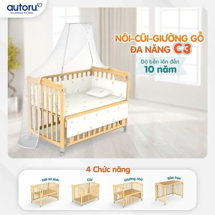 Mua Nôi Cũi Giường Gỗ Đa Năng Autoru C3 Chính hãng Ưu đãi - Hình ảnh 2