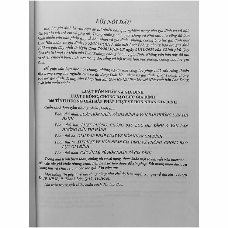 Luật Hôn Nhân và Gia Đình - Luật Phòng, Chống Bạo Lực Gia Đình và 166 Tình Huống Giải Đáp Pháp Luật về Hôn Nhân Gia Đình (V2301D) - Ảnh 2