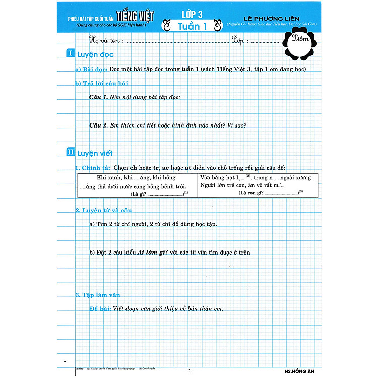 Phiếu Bài Tập Cuối Tuấn Môn Tiếng Việt Lớp 3 (Biên Soạn Theo Chương Trình GDPT Mới)