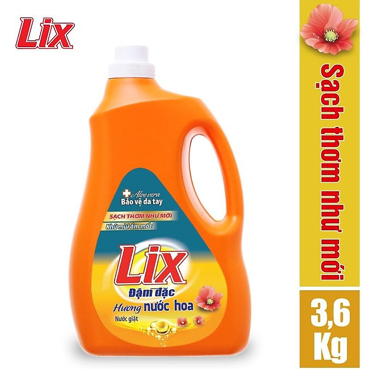 Nước giặt Lix Đậm Đặc Hương Nước Hoa Chai 3.3Kg - Tẩy Sạch Cực Mạnh Vết Bẩn - NGH46