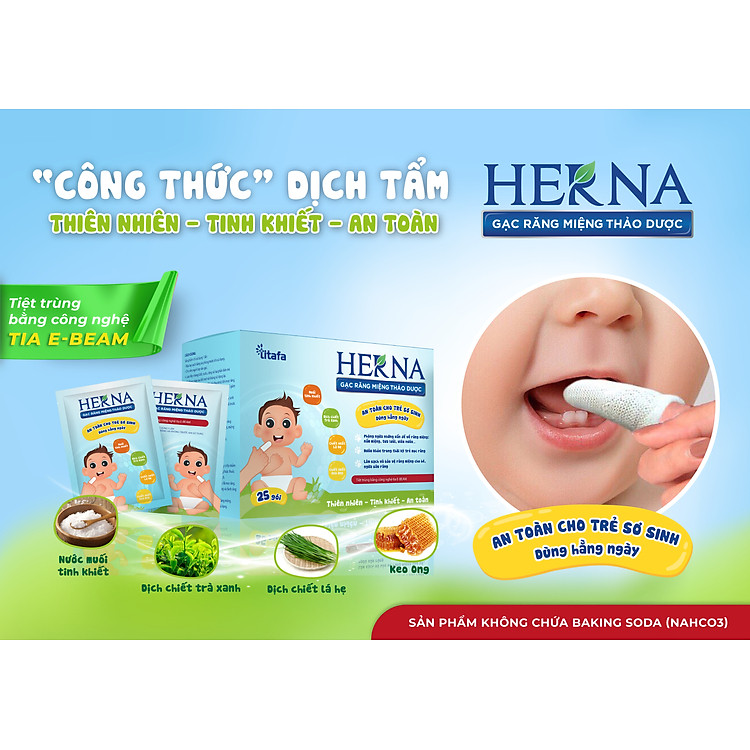 Gạc răng miệng thảo dược Herna 25 gói Chính hãng Ưu đãi - Hình ảnh 3