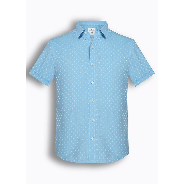 Áo sơ mi nam tay ngắn họa tiết The Shirts Studio Hàn Quốc TD42F2343BL size 95