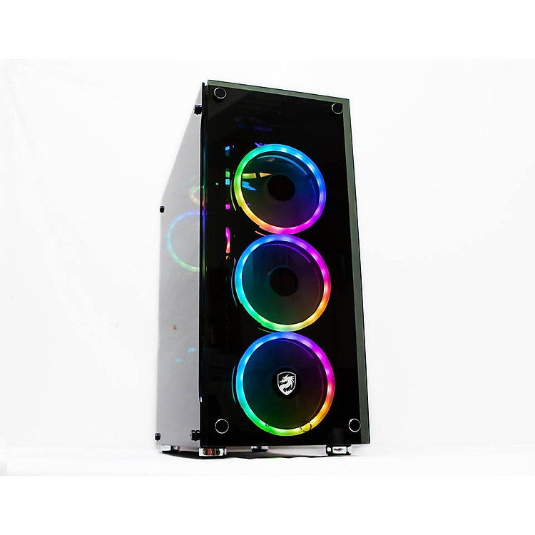 VỎ MÁY TÍNH VITRA QUINN W330 2 MẶT KÍNH CƯỜNG LỰC/ Hàng Chính Hãng kèm Fan Rainbow RGB