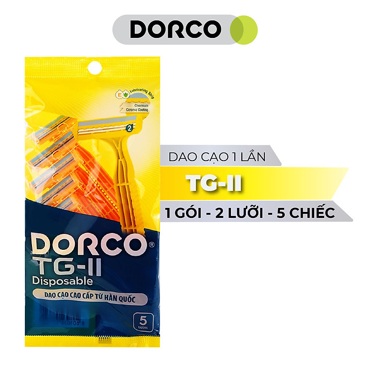 Dao Cạo Râu 2 Lưỡi Dorco TG 710YL-5P (05 Dao Cạo)