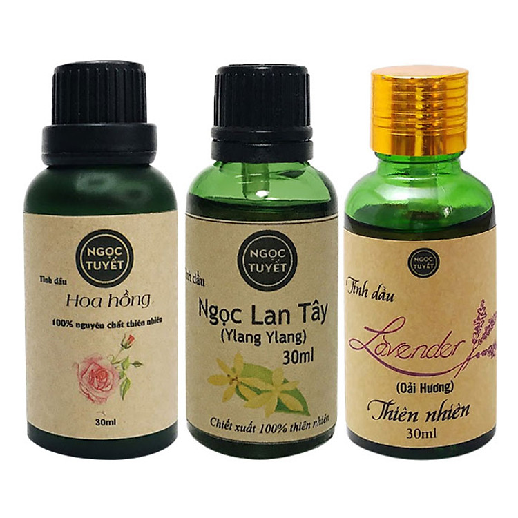 Combo 3 Chai Tinh Dầu Hồng + Tinh Dầu Oải Hương + Tinh Dầu Ngọc Lan Tây Ngọc Tuyết (30ml x 3)