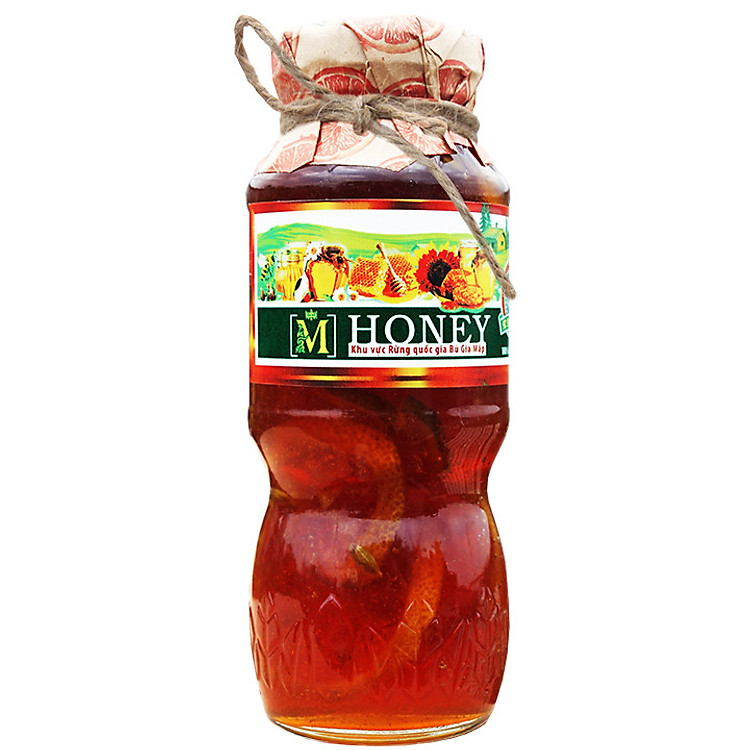 QUÀ TẾT 2020: Mật ong chanh đào - Trị ho, giảm cân, đẹp da - 200ml, chai thủy tinh cao cấp sang trọng