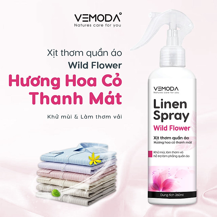 Xịt thơm quần áo Vemoda cao cấp giúp khử mùi ẩm mốc, làm thơm vải nhanh chóng