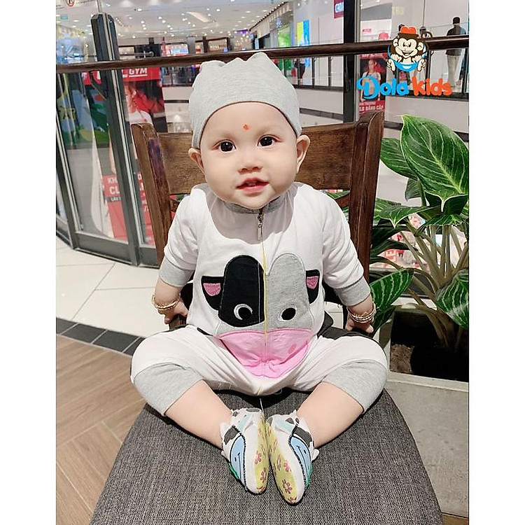 Quần áo trẻ em, trẻ sơ sinh hình thú Bò Con vải cotton dài tay cho bé 4 - 15 kg