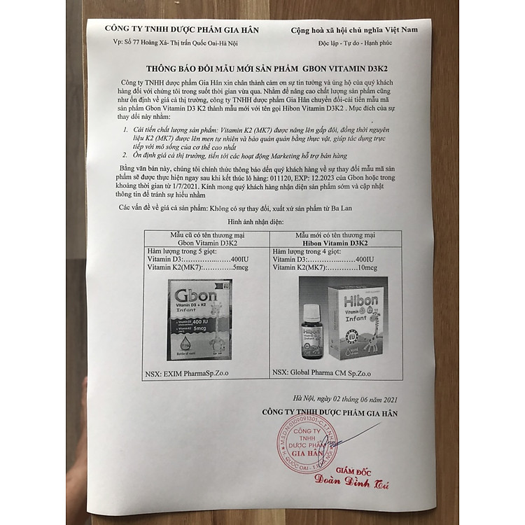 Nơi mua Hibon Vitamin D3K2 - Dược phẩm Gia Hân Chất lượng Giá rẻ - Hình ảnh 3