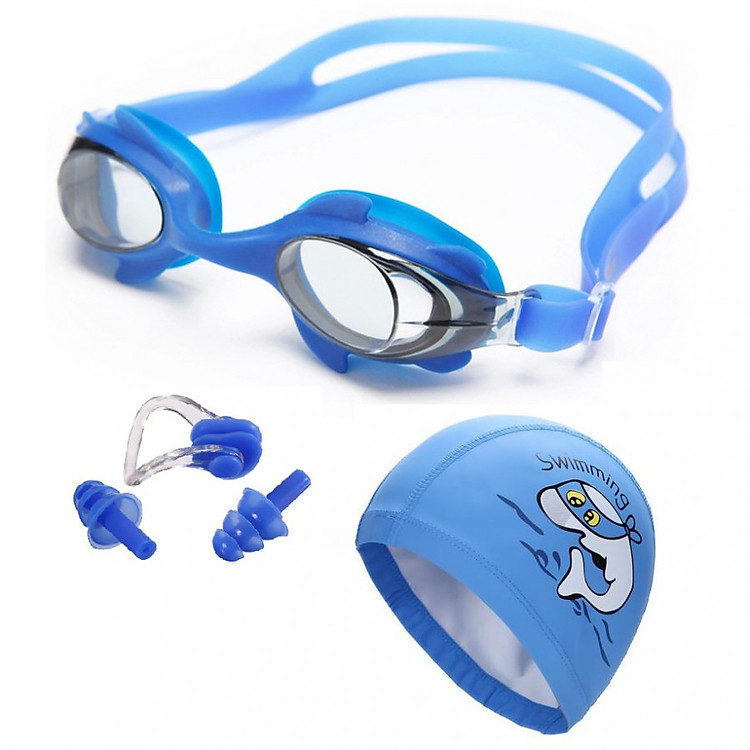 Bộ kính bơi 1580, mũ bơi , bịt tai kẹp mũi trẻ em POPO Collection