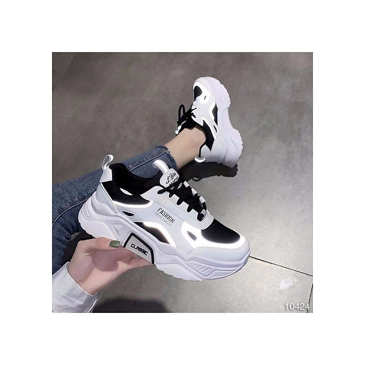 Giày thể thao sneaker nữ Fashion phản quang đế độn 5 phân siêu êm chân