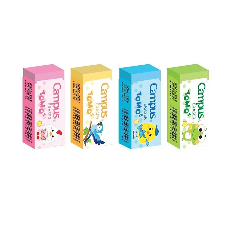 Set 4 tẩy màu Tomo Campus ER-TOM-36 / Gôm tẩy Campus không bụi TOM36
