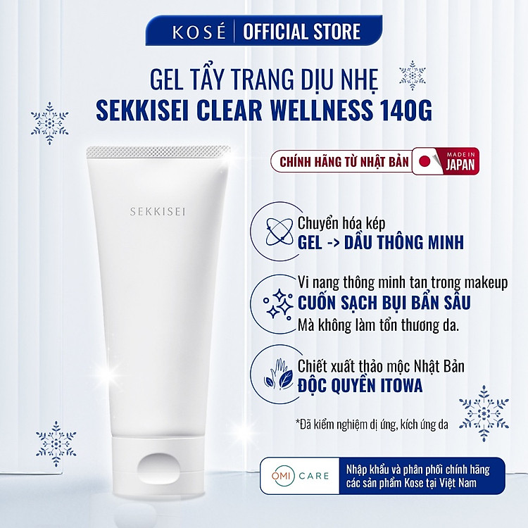 Gel Tẩy Trang Dịu Nhẹ Làm Sạch Sâu, Không Khô Da, Cho Da Nhạy Cảm Sekkisei Clear Wellness Kose Nhật Bản 140g