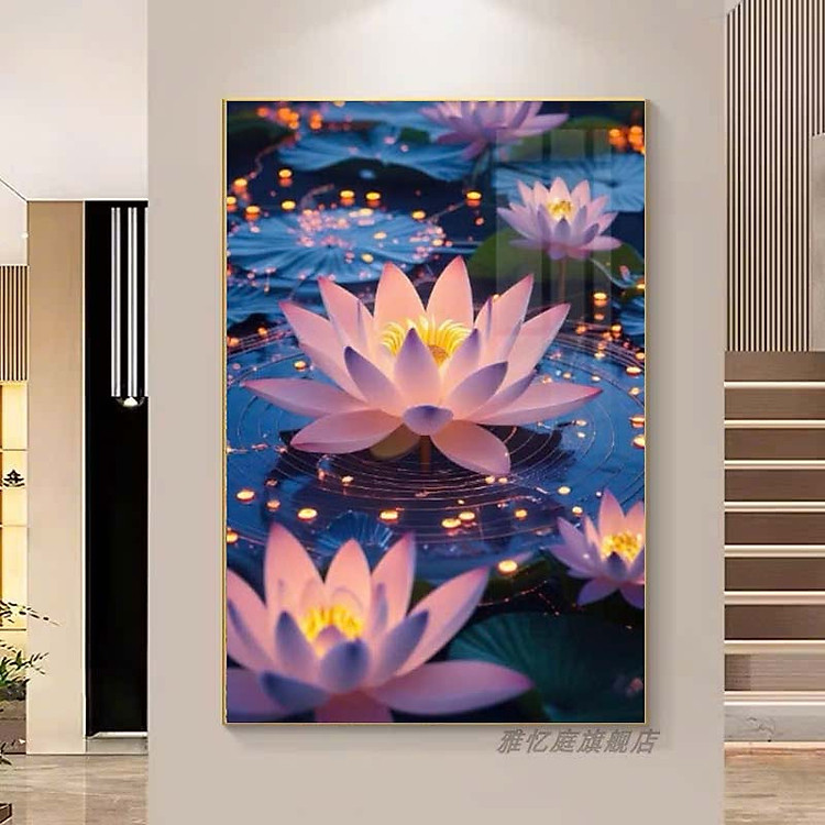 (HCM) Tranh treo tường tráng gương hoa khoe sắc trang trí phòng khách, phòng ngủ kèm đinh treo