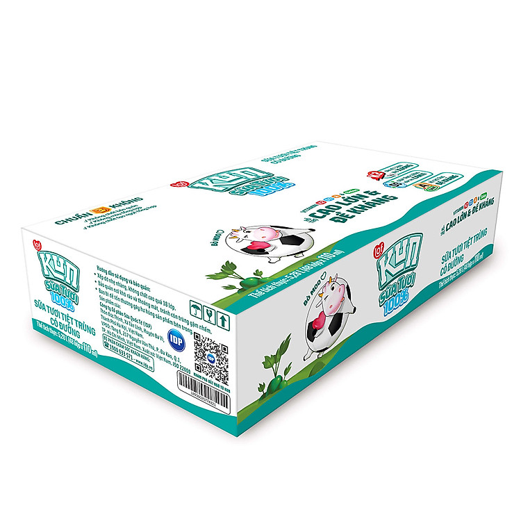 Thùng 48 hộp KUN 100% Sữa tươi có đường 110ml/hộp