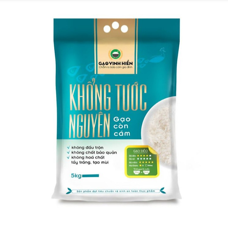 Đặc sản Tiền Giang - Gạo Hương Lài Sữa Khổng Tước Nguyên 5Kg Vinh Hiển - OCOP 4 SAO