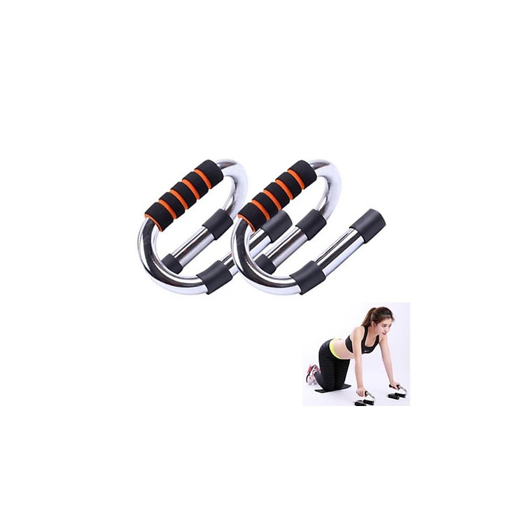 Dụng cụ tập chống đẩy Thép - Màu Cam Đen