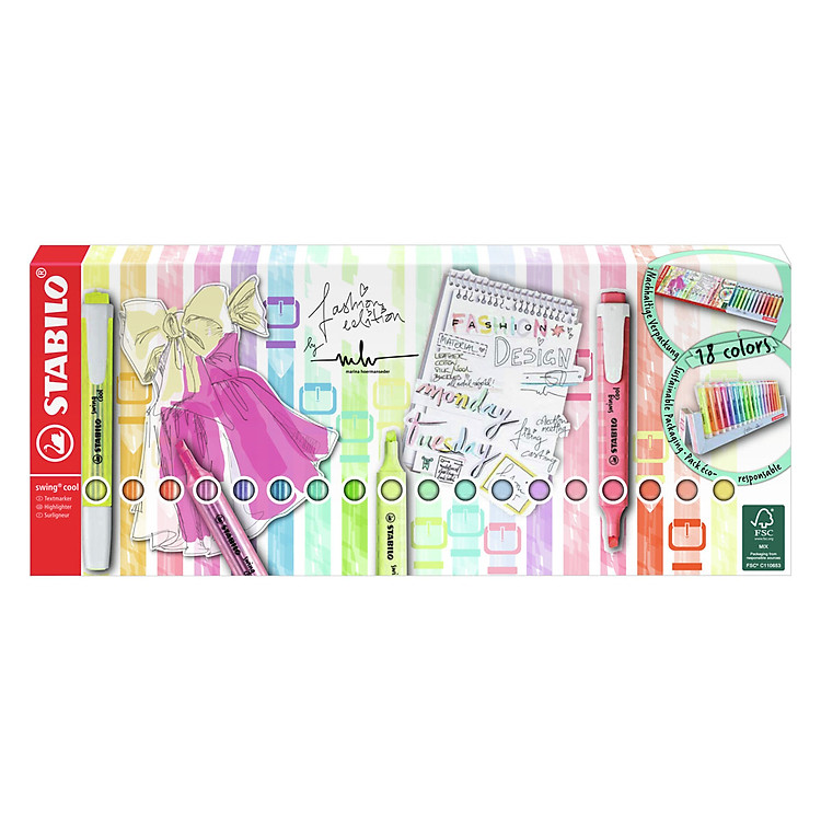 Hộp 18 Bút Dạ Quang STABILO Swing Cool