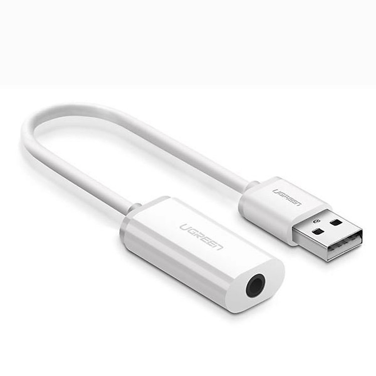 Bộ chuyển USB 2.0 sang âm thanh 3.5mm Ugreen 206BC30712US 15CM màu Trắng hàng chính hãng