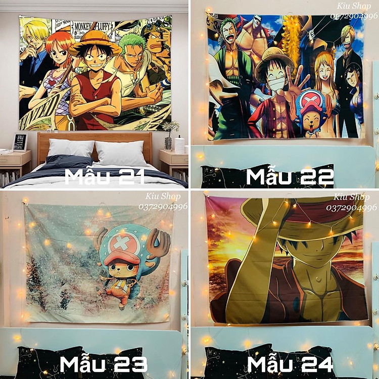Tranh Decor treo tường mẫu One Piece + móc treo đầy đủ