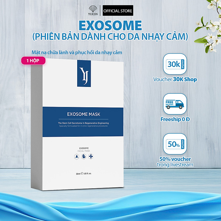 Mặt nạ tế bào gốc Exosome Cho Da Nhạy Cảm, Yuejin hộp 10 miếng, chống lão hóa, tăng cường độ đàn hồi