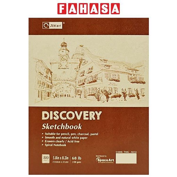 Sổ Vẽ Lò Xo Sketchbook Discovery A5 - Gáy Ngang - Giấy Trơn - 160 Trang 100gsm - Zen Art TMG-8232 - Màu Đỏ