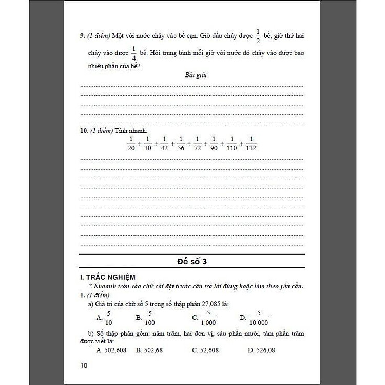 Bộ Đề Kiểm Tra Môn Toán Lớp 5 - Tập 1 - Ảnh 6