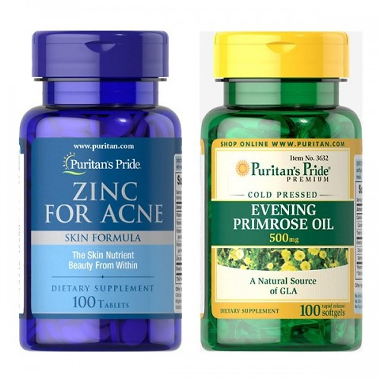 Thực phẩm chức năng - Combo làm đẹp, sạch mụn cho da Zinc for Ance và tinh dầu hoa anh thảo 500mg