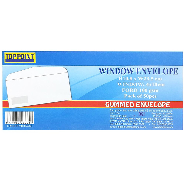 Bao Thư Toppoint Trắng Cửa Sổ Có Keo (50 cái) - Ảnh 3