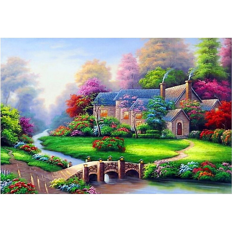 Tranh đính đá Gia Đình Hạnh Phúc (70x50cm) chưa đính đá