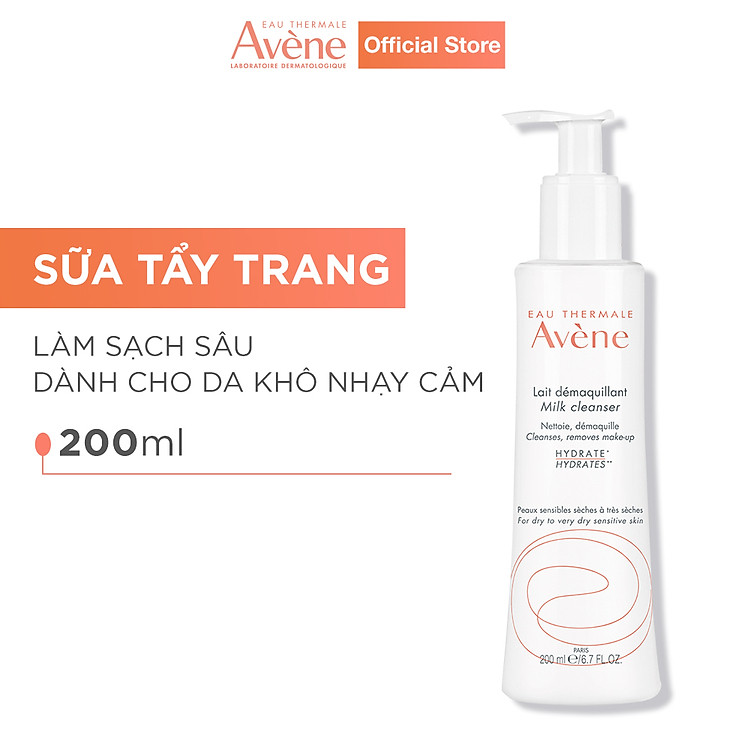 Sữa tẩy trang sạch sâu cho da khô nhạy cảm AVENE GENTLE MILK CLEANSER 200ml