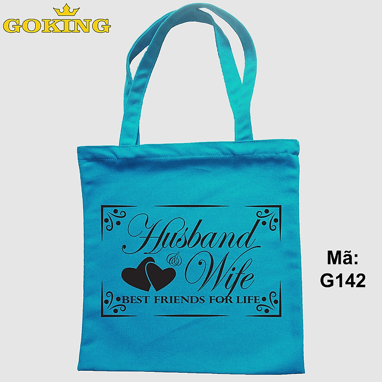 Túi xách, Husband & Wife, Best Friends for Life, mã G142. Có khóa kéo. Quà tặng cao cấp cho vợ chồng.