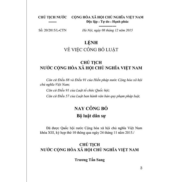 Bộ Luật Dân Sự Nước CHXHCN Việt Nam - Ảnh 3