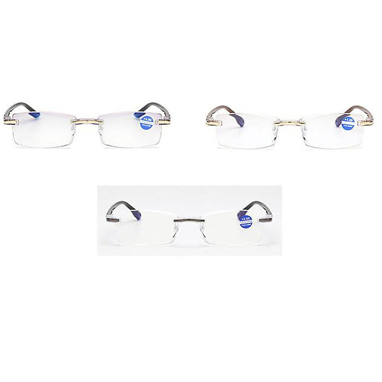 Men Framless Diamond-cut Reading Glasses with Anti-blue Light Lens