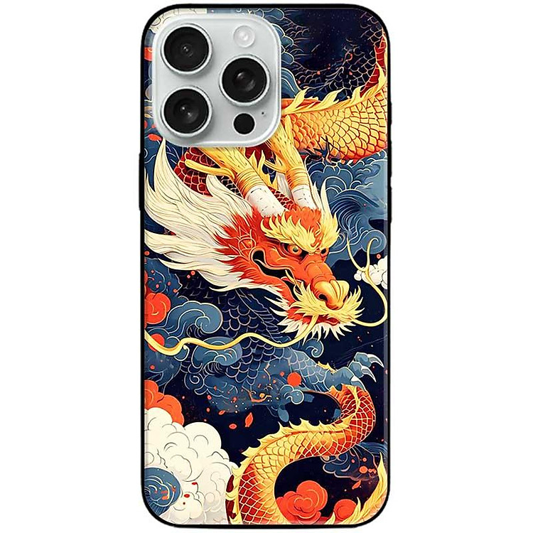 Ốp lưng cho iPhone 14 - iPhone 14 Plus - iPhone 14 Pro - iPhone 14 Pro Max - Rồng Xanh Cam - Hàng Chính Hãng